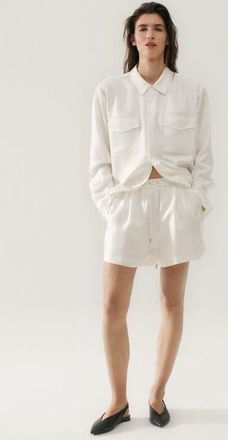 Silk Laundry TWILL SLOUCH SHORTS WHITE at Nordstrom, Size X-Small Au
