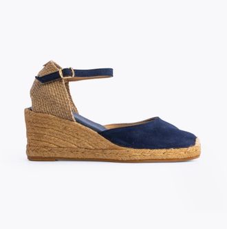 Toni Pons Womens LLORET Ladies Suede Wedge Espadrilles Navy - Blue - Size UK 8