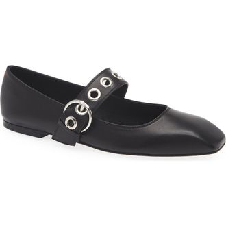 Aeyde Uma Eyelet Mary Jane Flat in Black at Nordstrom Rack, Size 5.5Us / 35.5Eu