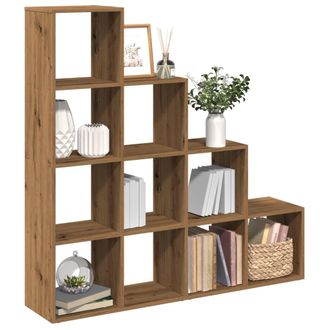 Berkfield Home Room Divider Bookcase 4-Tier Artisan Oak 131.5x29x131.5 cm Engineered Wood in Brown