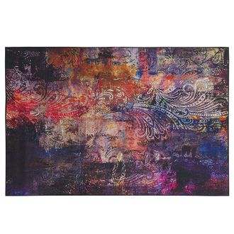 Beliani Beliani - Alfombra Multicolor Tejido De Poli&eacute;ster Patr&oacute;n Abstracto Floral Fondo Revestido De Goma 140 X 200 Cm Mardin
