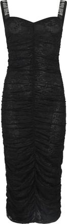Philipp Plein Wrinkled Lace Long Dress - Dames - Feestkleedjes - Zwart - XS - Polyester - Kleedjes
