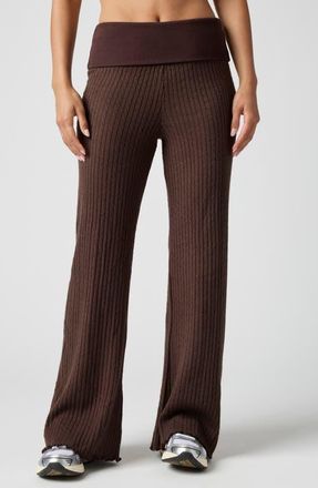 Florence By Mills Mini Cable Stitch Foldover Sweater Pants in Canyon Brown at Nordstrom, Size Xx-Small