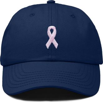 Dalix Pink Ribbon Dad Cap in Navy Blue at Nordstrom