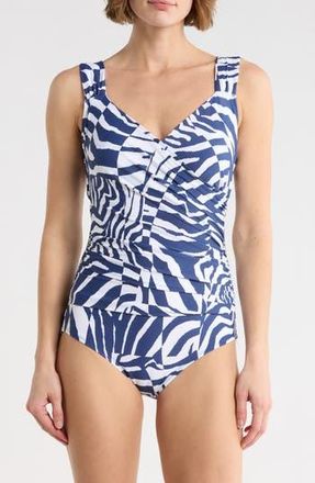 Jantzen Surplice Mio One-Piece Swimsuit in Pantheon Blue at Nordstrom Rack, Size 12