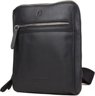 Momo Design Mens Shoulder Bag Black Genuine Leather - Shoulder-Bags