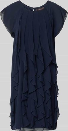 Vera Mont Relaxed Fit Minikleid mit Allover-R&uuml;schenbesatz in Dunkelblau, Gr&ouml;&szlig;e 36