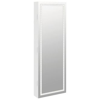 Berkfield Home Mirror Jewellery Cabinet with LED Lights Wall Mounted White