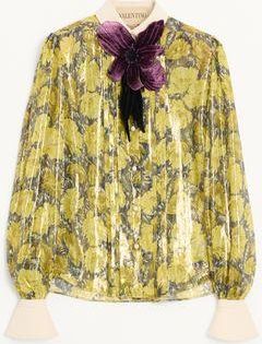 Valentino Lurex Shirt With Apr&egrave;s LHiver Poppies Print Wo