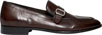 Green George Loafers, male, Brown, 7 UK, Brown Leather Loafers Stylish Buckle