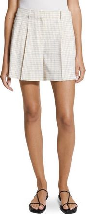 Theory Fluid Check Linen Blend Shorts in Natural Multi at Nordstrom, Size 14