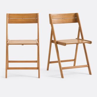 La Redoute Interieurs Set van 2 opvouwbare tuinstoelen van massief acacia, TIKAO
