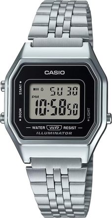 Casio Womens Silver Digital Watch with Black Frame - LA-680WA-1DF