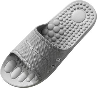 Generic 2026 Mens Slippers Couples Men Shower Room Home Non Slip Breathable Massage Soft Sole Shoes Slipper Comfortable Flat (Grey, 8.5)