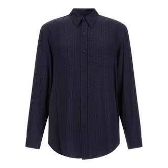 Balmain Monogram Jacquard Shirt - male - Balmain - Casual Shirts - Blue - 2XL - Shirts