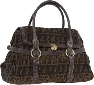 Fendi Pre-owned Vintage Zucca Canvas Hand Bag - Dames - Vintage Handtas - Bruin - ONE Size - Leer - Vintage