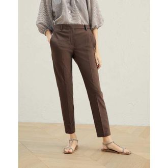 Brunello Cucinelli Brown Tailored Cotton Trousers, Brand Size 36 (US Size 2)