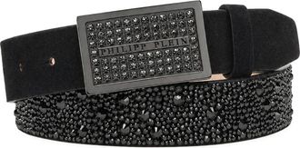 Philipp Plein Cintur&oacute;n de Piel con Estampado de Leopardo - Accessories - Mujer - Negro - 75 CM