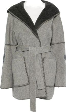 Ermanno Scervino Mantel met ceintuur - Dames - Jas met riem - Grijs - XS - Wol - Jassen