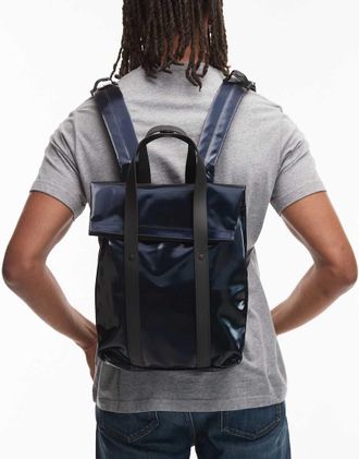 Rains 12780 - Zaino piccolo waterproof blu navy metallizzato