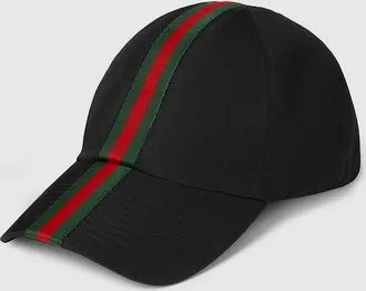 Gucci Cotton Baseball Hat With Web, Size XXS, Green, Cotton