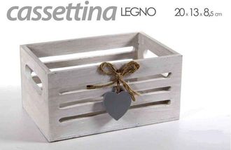 Trade Shop Trade Shop - Cassettina Porta Oggetti In Legno Con Manici Decoro Cuore 20x13x8,5 Cm 738258