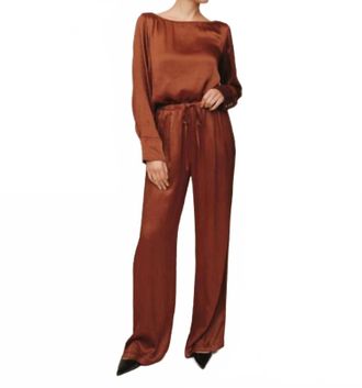 Bella Dahl Easy Pleated Wide Leg Pants In Molten Bronze