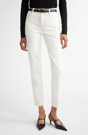 Toteme Low Rise Organic Cotton Tapered Straight Leg Jeans in White at Nordstrom, Size 28 X 32