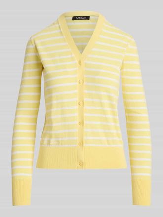 Lauren Ralph Lauren Regular Fit Strickjacke aus reiner Baumwolle in Hellgelb, Gr&ouml;&szlig;e XL