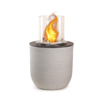 Dmora Dmora - Chimenea De Bioetanol Agazzano, Chimenea Ecol&oacute;gica, Hogar Sin Humo, Calefactor De Etanol, Made In Italy, 35x35 H55 Cm, Gris Claro