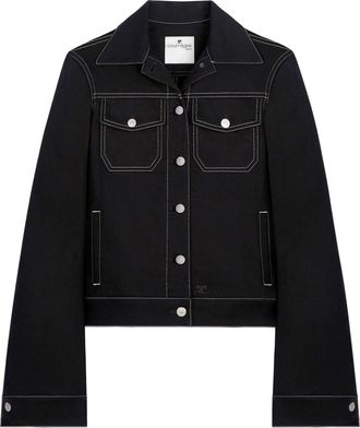 Courrèges topstitched denim trucker jacket - women - Cotton/Elastane - 40 - Black