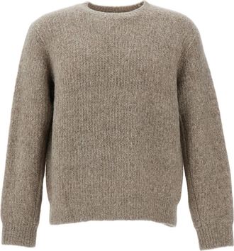 Sunflower Beige Brushed Rib-Knit Alpaca-Blend Crewneck Sweater