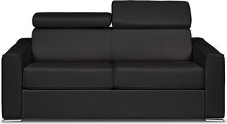 VENTE-UNIQUE.COM Sof&aacute; cama 100% piel 3 plazas negro 196x223cm