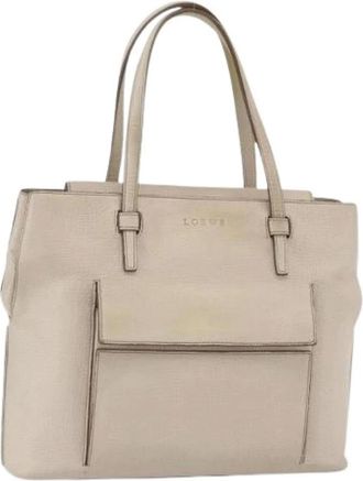 Loewe Pre-owned Tote Bags, female, Beige, Size: ONE SIZE Pre-owned Leather Tote Bag