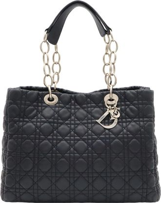 Dior Black Leather Shoulder Bag Tote Bag (Pre-Owned)
