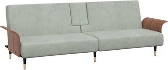 vidaXL Sof&aacute; Cama Con Portavasos Terciopelo Gris Claro Vidaxl