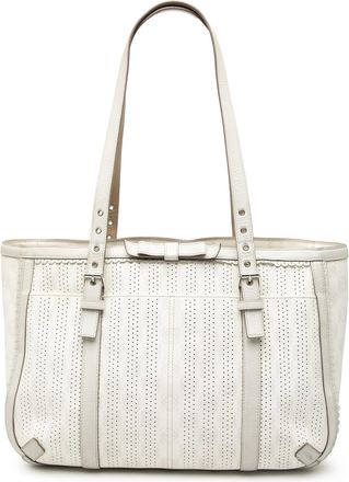 Loewe Pre-owned Womens Anagram Perforated Coated Canvas Tote - Light Grey Textile - One Size