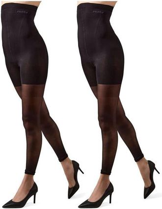 MeMoi 2-Pack High Waist Super Footless Shaper Tights in Black at Nordstrom, Size X-Large