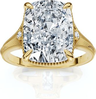 Pompeii3 Certified 5Ct Taylor Elongated Cushion Engagement Ring 14k Yellow Gold Lab Grown