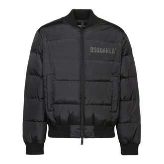 Dsquared2 Bomber Jackets, male, Black, Size: XL Black Quilted Bomber Jacket Aw24