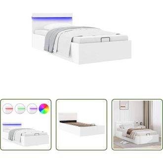 vidaXL Letto con contenitore - Giroletto Contenitore Idraulico LED Bianco Similpelle 100x200cm