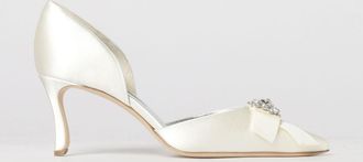 Manolo Blahnik D&eacute;collet&eacute; da sposa Apidosa in raso con fibbia gioiello
