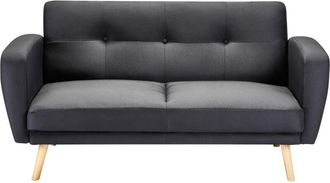 Beliani Sofá cama tapizado en tela negra 2 plazas patas de madera estilo minimalista moderno Florli