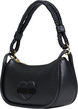 Love Moschino Womens Embossed Logo Shoulder Bag Black Polyurethane