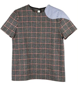 Victoria Beckham Wool Boxy Plaid Top Size XS