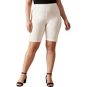 Jessica London Everyday Stretch Cotton Bike Short in White at Nordstrom, Size 36