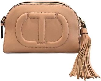 Twinset Embossed Logo Leather Camera Bag - Dames - Schoudertassen - Bruin - ONE Size - Leer - Tassen