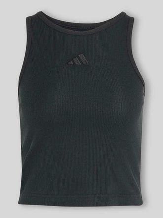 adidas Cropped Tanktop aus Baumwoll-Mix in Feinripp in Black, Gr&ouml;&szlig;e XL