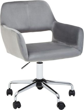 Premier Housewares Brent Grey Velvet And Chrome Base Home Office Chair