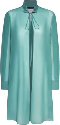 Elena Miro Camicia lunga in georgette con colletto e lacci per chiusura - Dames - Shirt Kleedjes - Groen - XL - Kleedjes